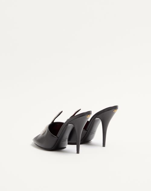 Valentino Garavani - Coeur Vipère Kidskin Slide Sandal 105mm - Black/crystal - Woman - Sandals